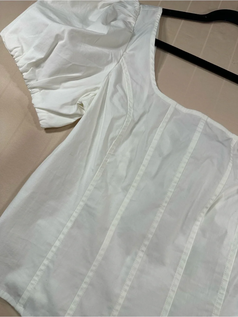NWT J.Crew Puff-Sleeve Square-Neck Cotton Poplin Corset Top White Size 10